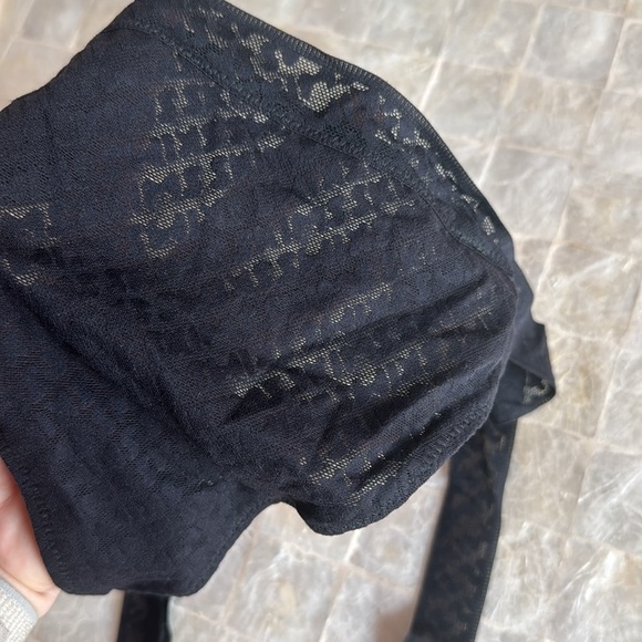 SKIMS Logo Mesh Skimpy Thong Onyx Black NEW Women's Size 4X string panties - Picture 5 of 8